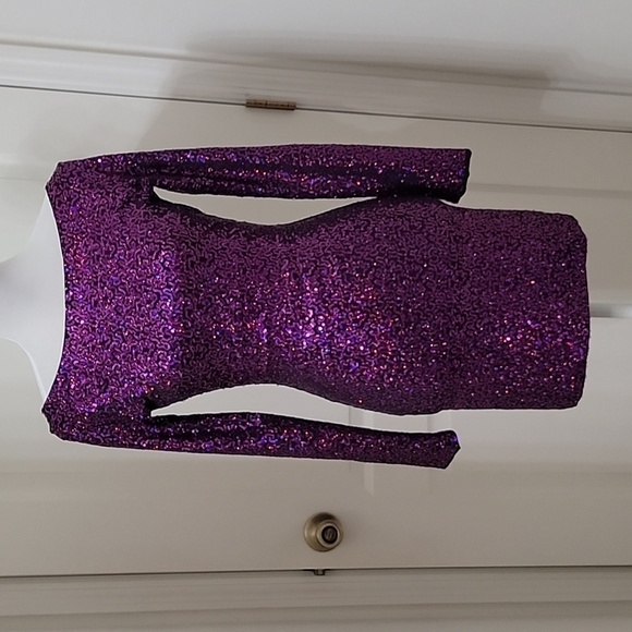 Unbranded Unsized Purple Sequin Bodycon Mini Dress, Back Zipper Closure - Picture 1 of 10